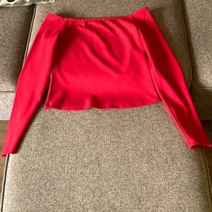 Lightly worn red off the shoulder top